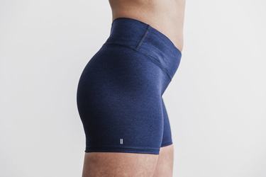 Nobull Mid-Rise 4" Plush Heather Women's Shorts Navy | Australia (AS4137)